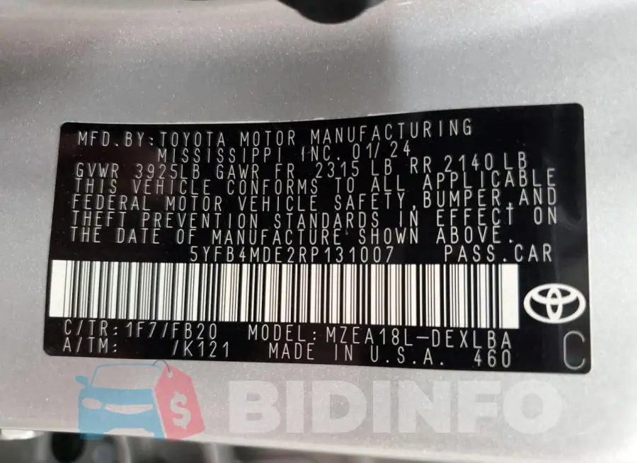 5YFB4MDE2RP131007 Photo# 13