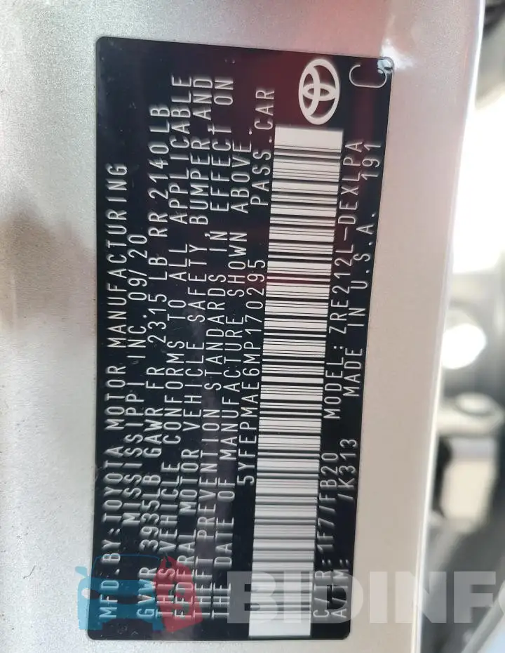 5YFEPMAE6MP170295 Photo# 12