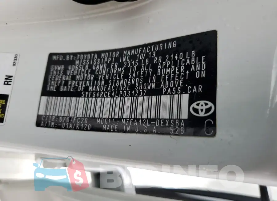 5YFS4RCE4LP031237 Photo# 13