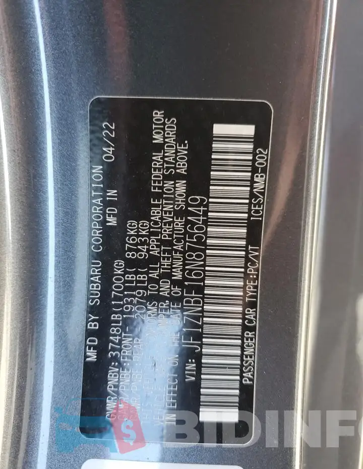 JF1ZNBF16N8756449 Photo# 12