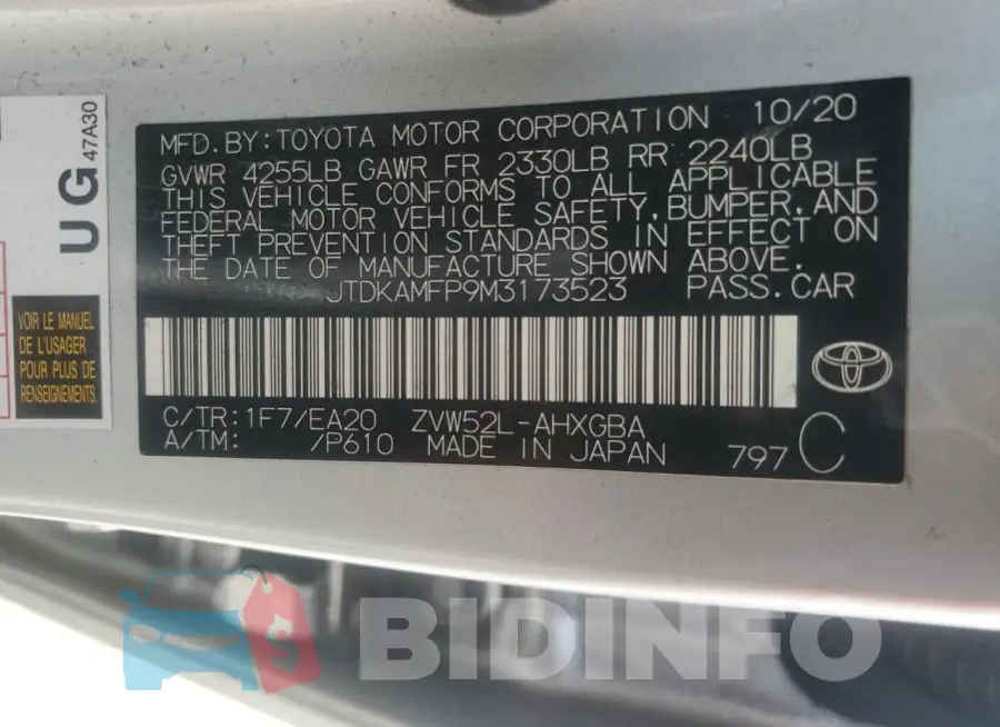 JTDKAMFP9M3173523 Photo# 13