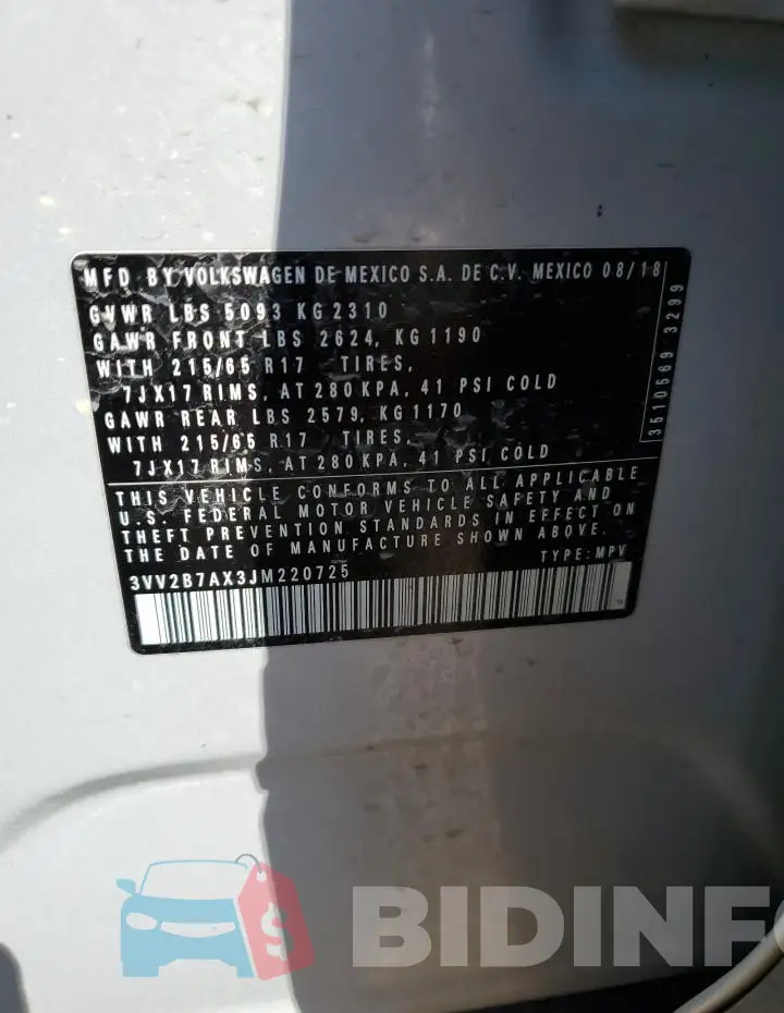 3VV2B7AX3JM220725 Photo# 14