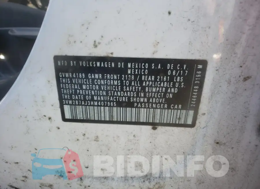 3VW2B7AJ3HM407965 Photo# 12