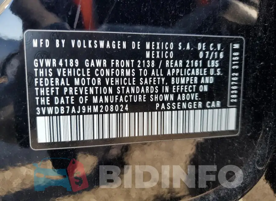 3VWDB7AJ9HM208024 Photo# 12