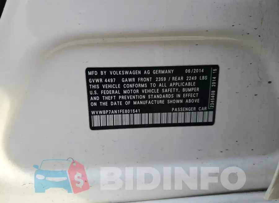 WVWBP7AN1FE801541 Photo# 13