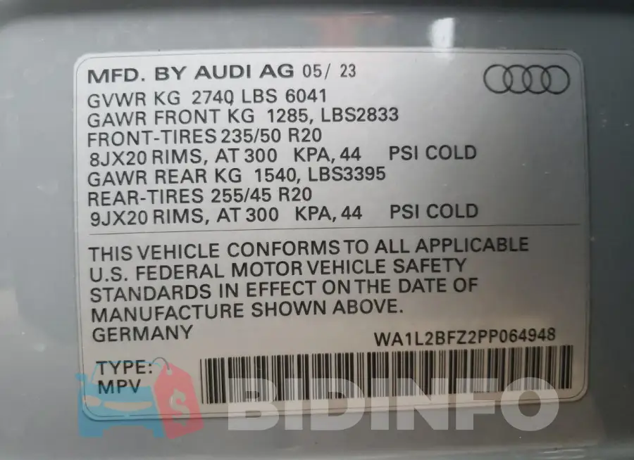 WA1L2BFZ2PP064948 Photo# 14