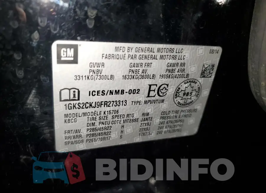 1GKS2CKJ9FR273313 Photo# 12
