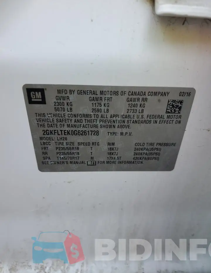 2GKFLTEK0G6261728 Photo# 13