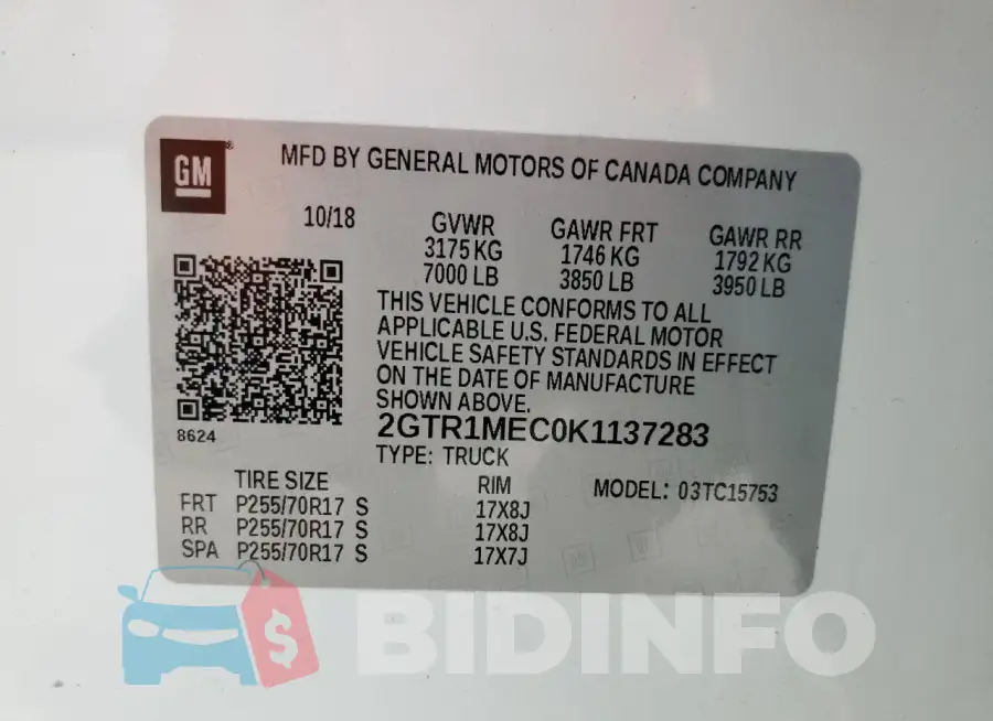 2GTR1MEC0K1137283 Photo# 13