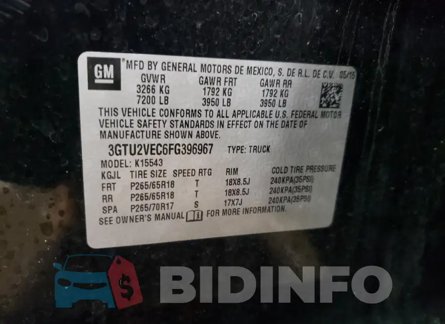 3GTU2VEC6FG396967 Photo# 12