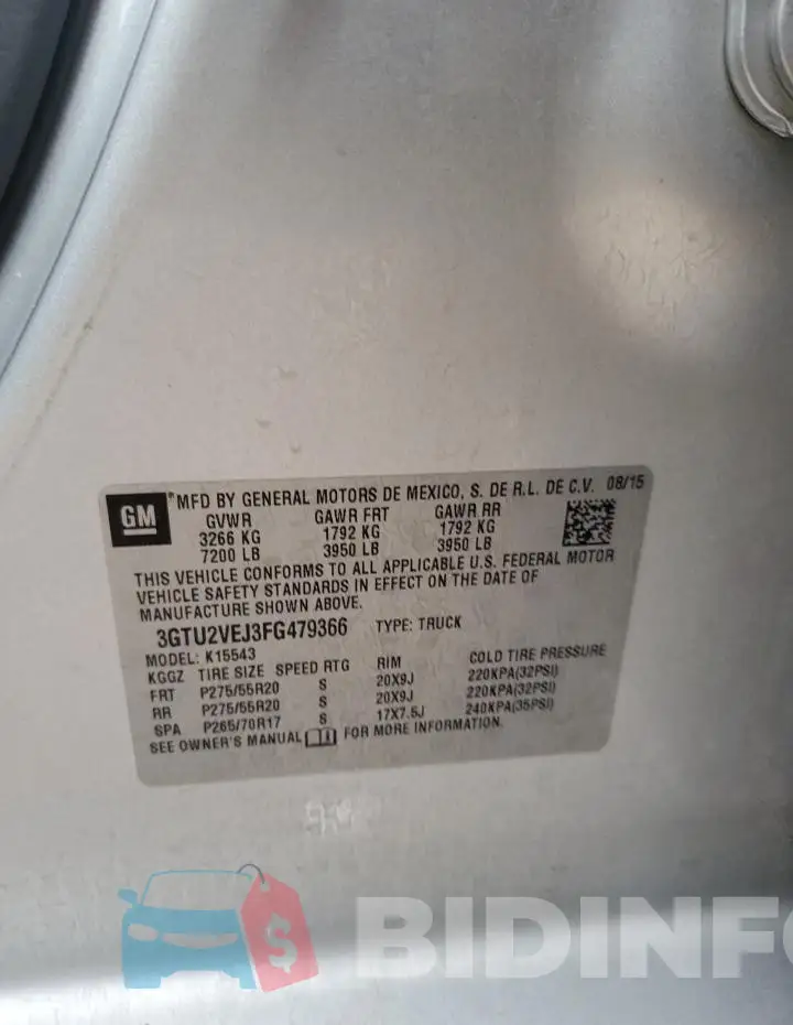 3GTU2VEJ3FG479366 Photo# 12