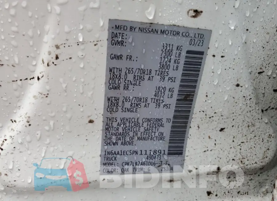 1N6AA1EC5PN111891 Photo# 14