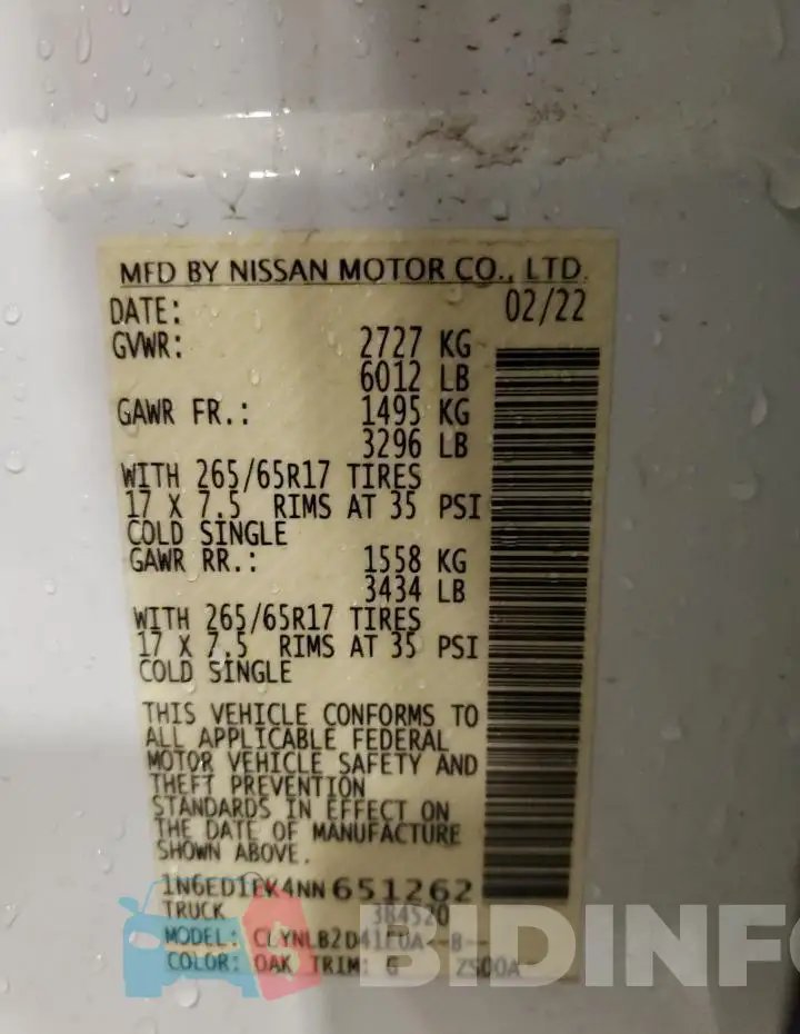 1N6ED1EK4NN651262 Photo# 12