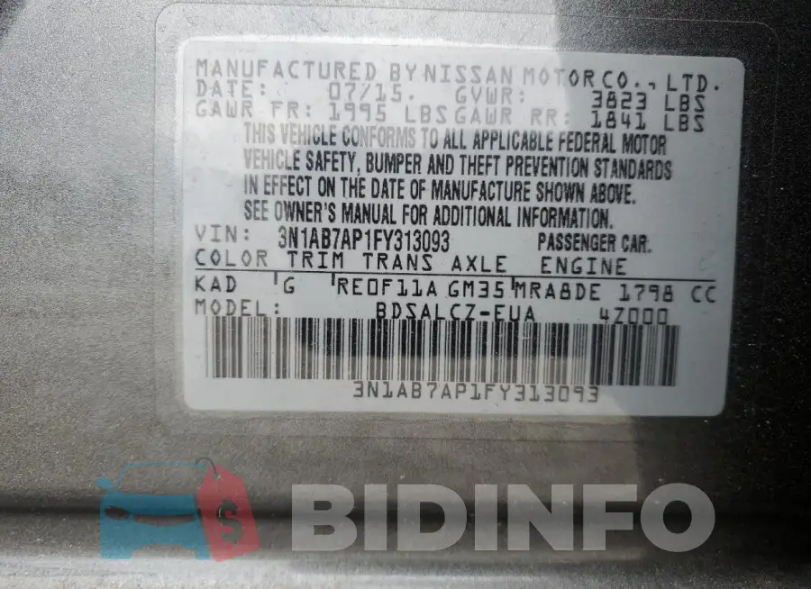 3N1AB7AP1FY313093 Photo# 12