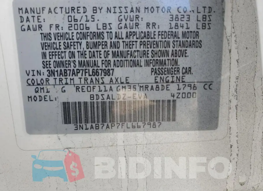 3N1AB7AP7FL667987 Photo# 13