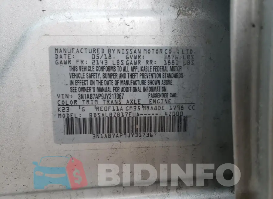 3N1AB7AP9JY317367 Photo# 12