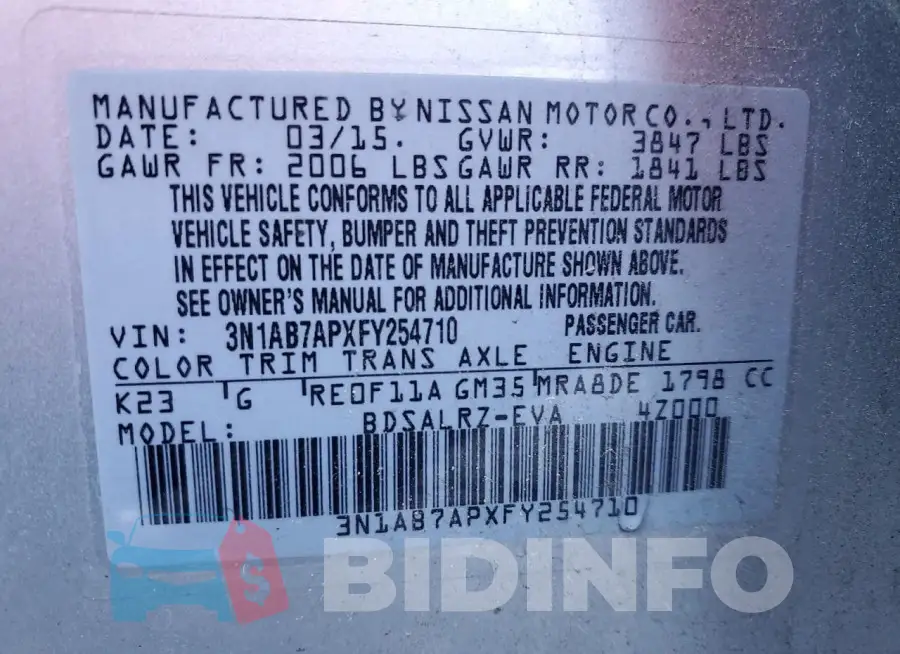 3N1AB7APXFY254710 Photo# 12