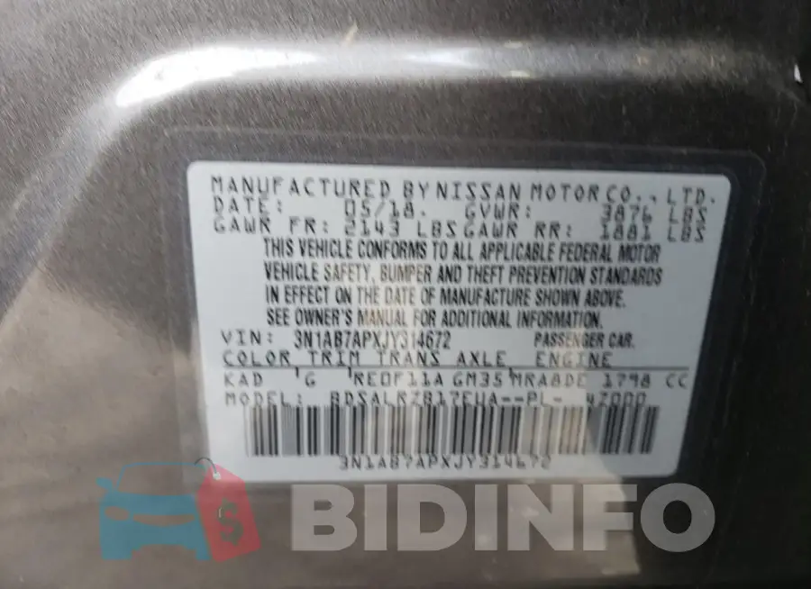3N1AB7APXJY314672 Photo# 13