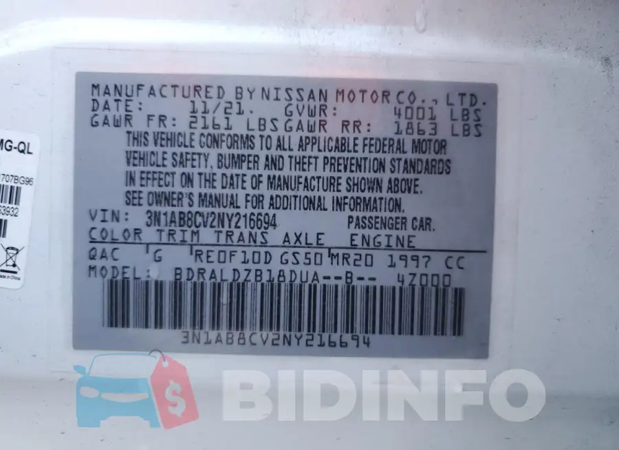 3N1AB8CV2NY216694 Photo# 12