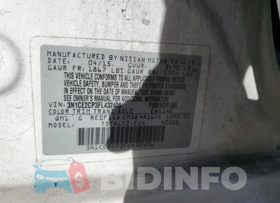 3N1CE2CP3FL432406 Photo# 12