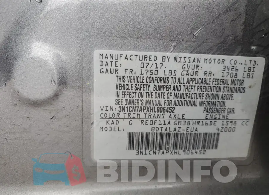 3N1CN7APXHL906452 Photo# 13