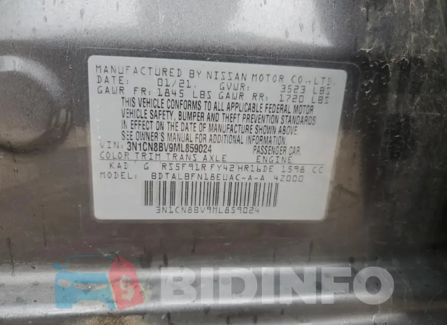 3N1CN8BV9ML859024 Photo# 12