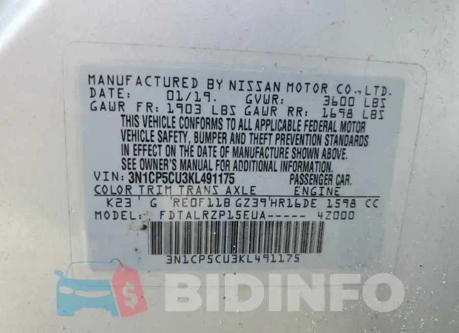 3N1CP5CU3KL491175 Photo# 12
