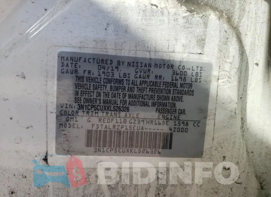3N1CP5CUXKL526326 Photo# 13