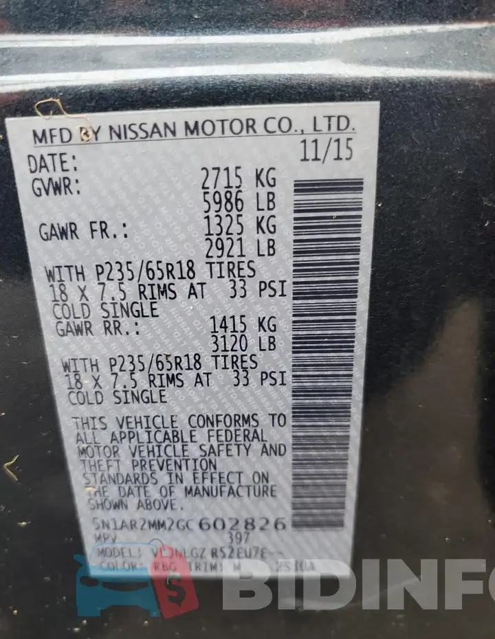 5N1AR2MM2GC602826 Photo# 13