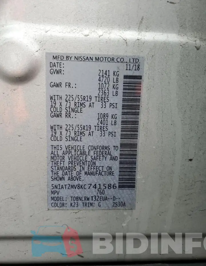 5N1AT2MV8KC741586 Photo# 14