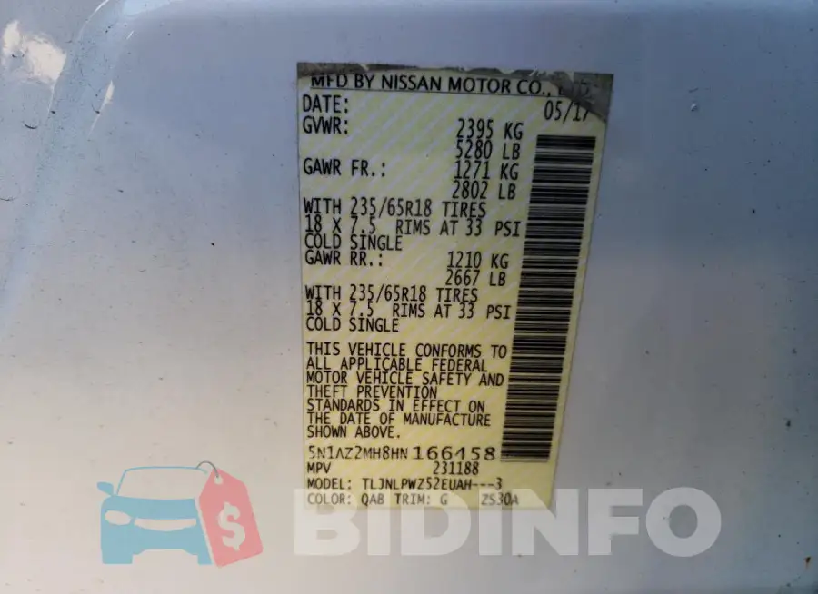 5N1AZ2MH8HN166458 Photo# 13