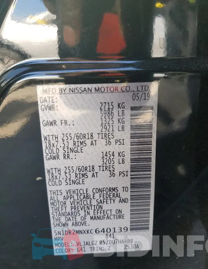 5N1DR2MNXKC640139 Photo# 13
