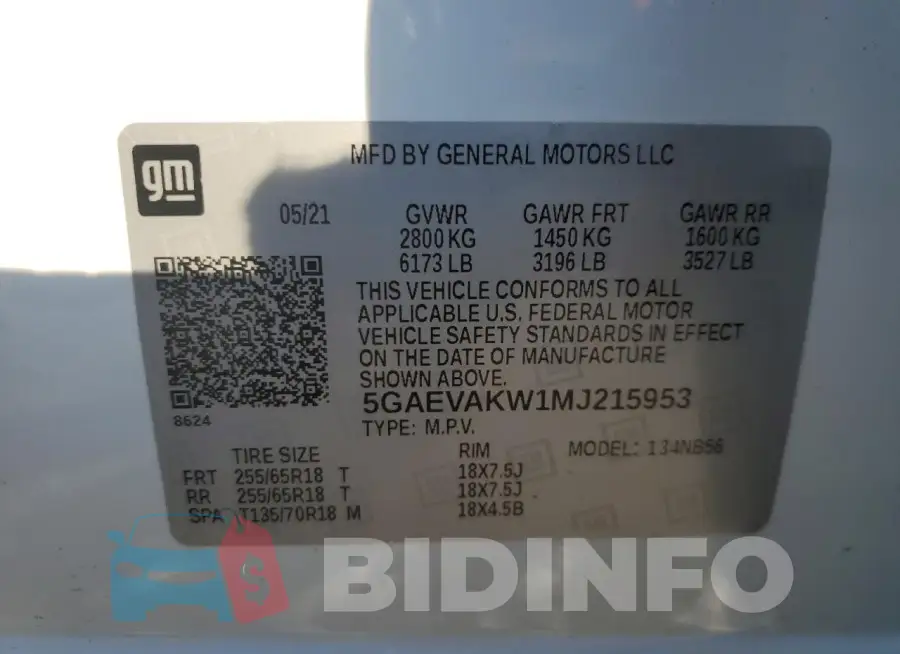 5GAEVAKW1MJ215953 Photo# 13