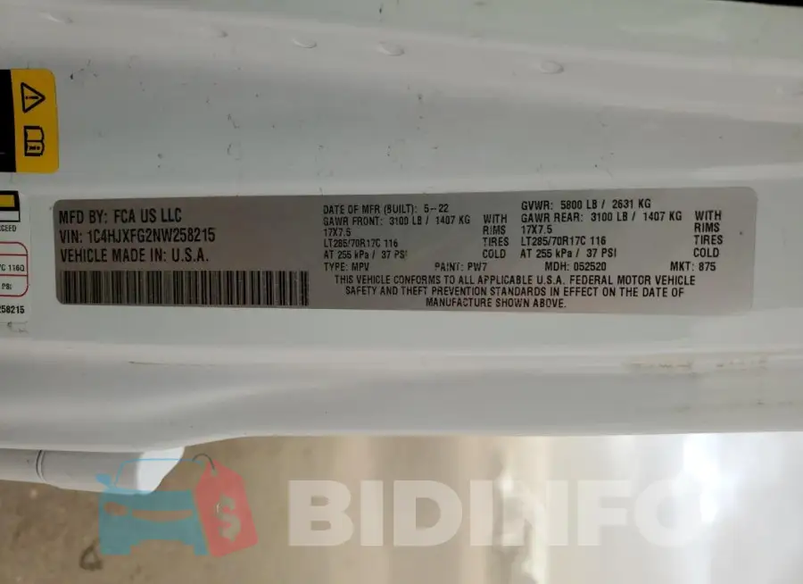 1C4HJXFG2NW258215 Photo# 13