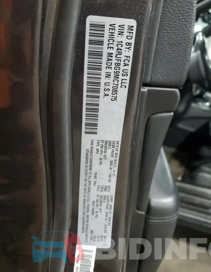 1C4RJFBG9MC708575 Photo# 12