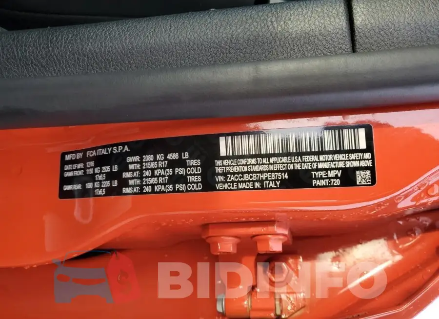 ZACCJBCB7HPE87514 Photo# 14