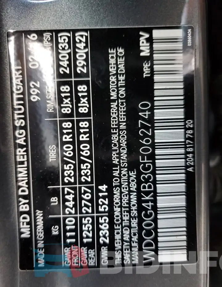 WDC0G4KB3GF062740 Photo# 13