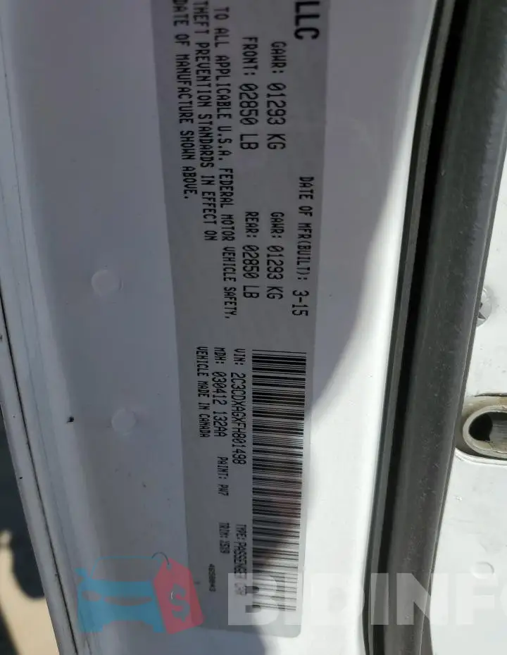 2C3CDXAGXFH801498 Photo# 12
