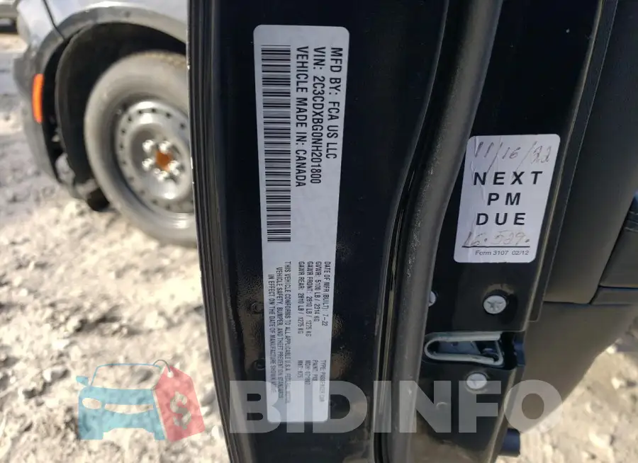 2C3CDXBG0NH201800 Photo# 13