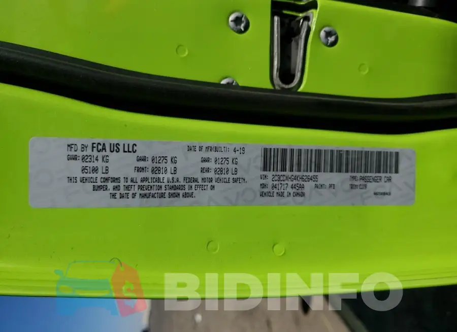 2C3CDXHG4KH626455 Photo# 12