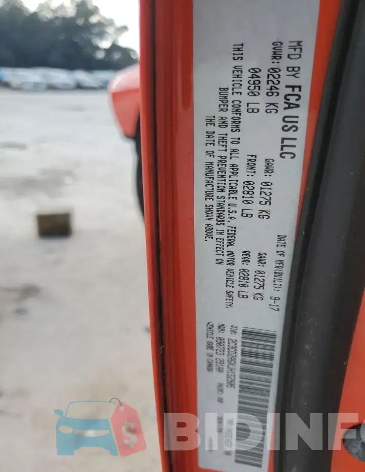 2C3CDZAGXJH152905 Photo# 12