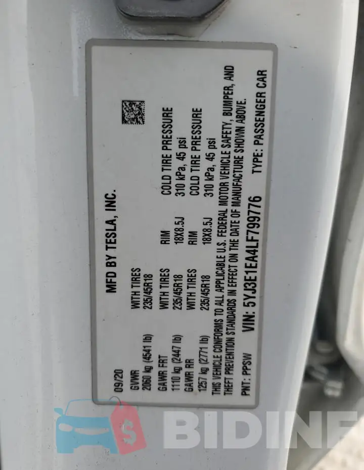 5YJ3E1EA4LF799776 Photo# 12
