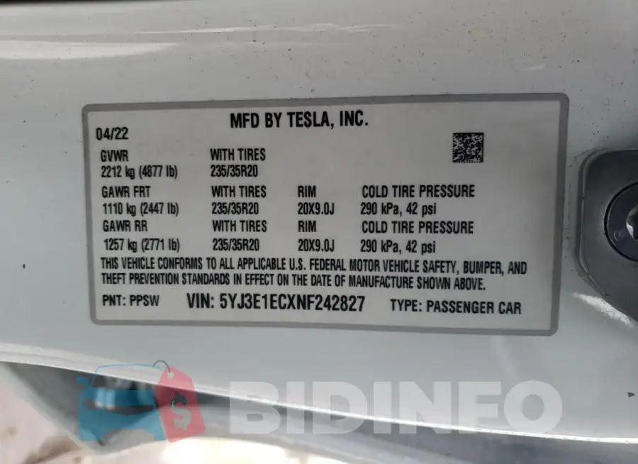 5YJ3E1ECXNF242827 Photo# 12