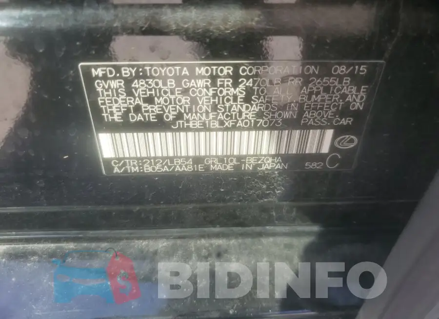 JTHBE1BLXFA017073 Photo# 12