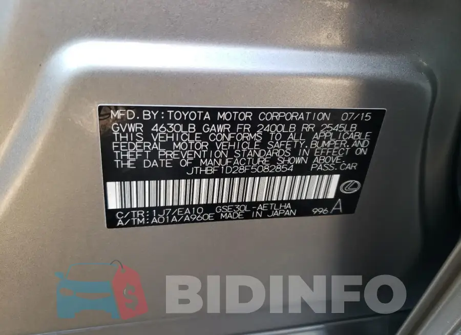 JTHBF1D28F5082854 Photo# 12