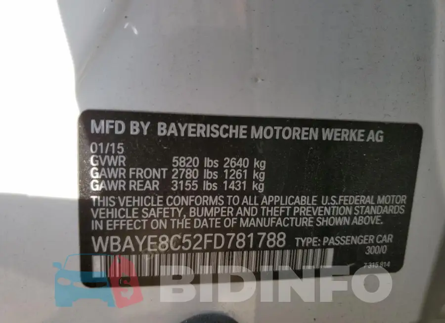 WBAYE8C52FD781788 Photo# 12