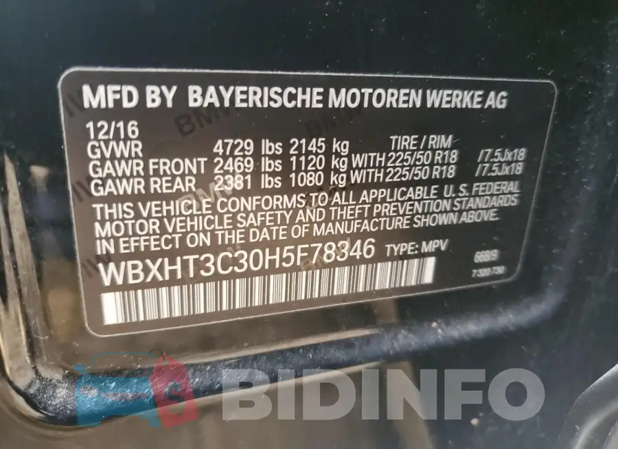WBXHT3C30H5F78346 Photo# 13