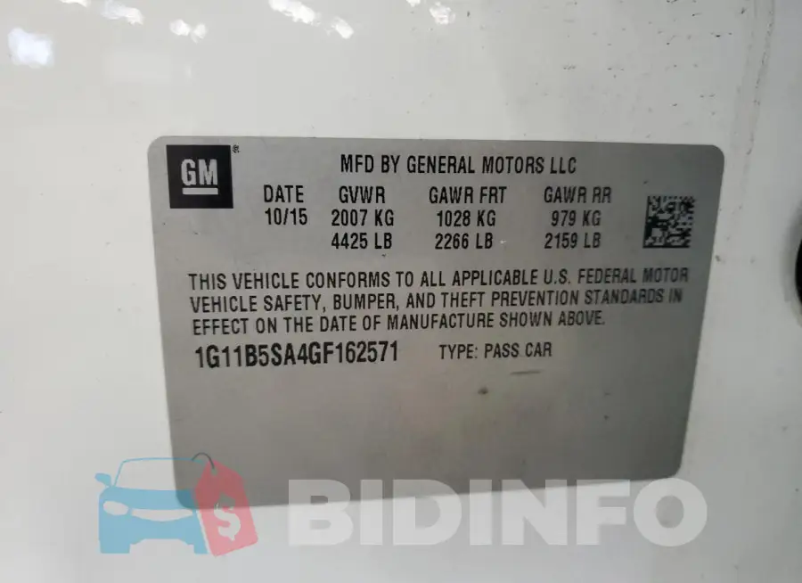 1G11B5SA4GF162571 Photo# 13