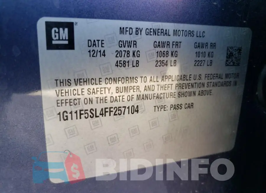 1G11F5SL4FF257104 Photo# 12