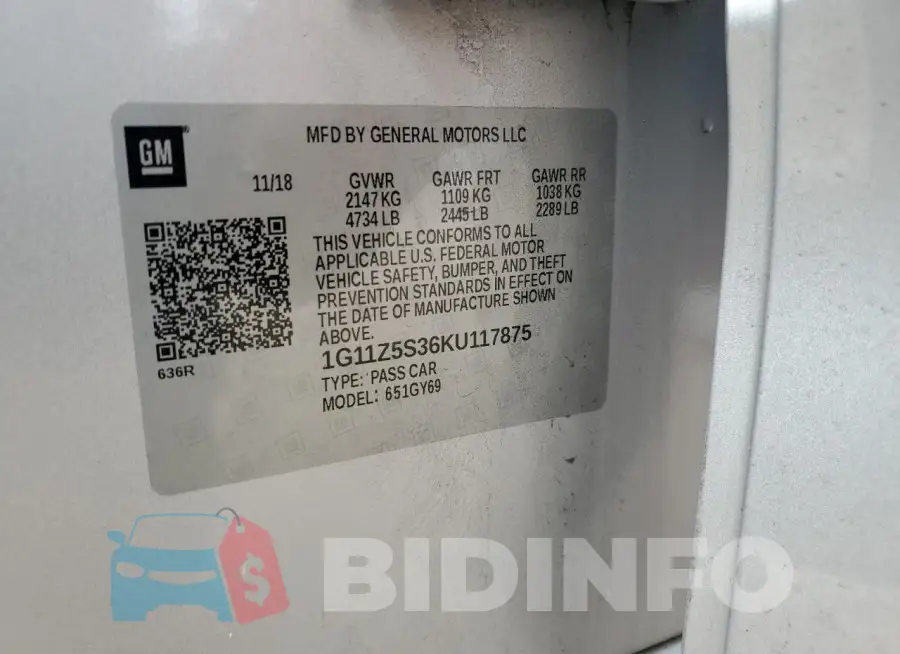 1G11Z5S36KU117875 Photo# 12